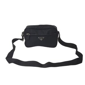 PRADA Shoulder Bag Triangle Logo Nero Black Nylon